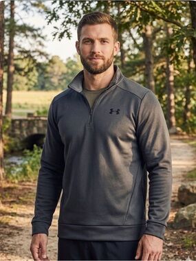 UNDER ARMOUR Classic Quarter Zip Pullover, Men’s Size M, Black